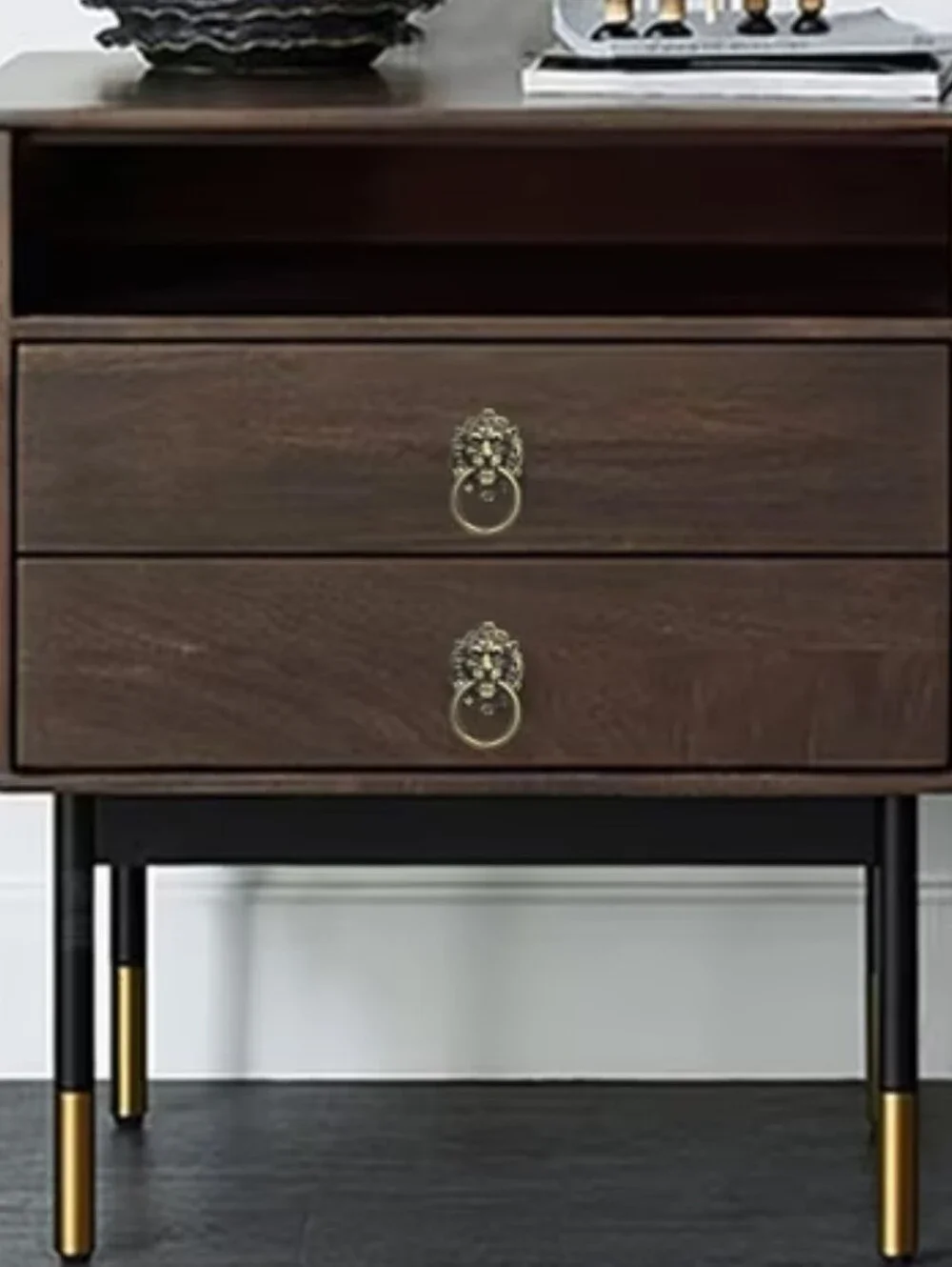 Brass Lion Head Cabinet Pulls - Antique Gold Finish (Set of 4)